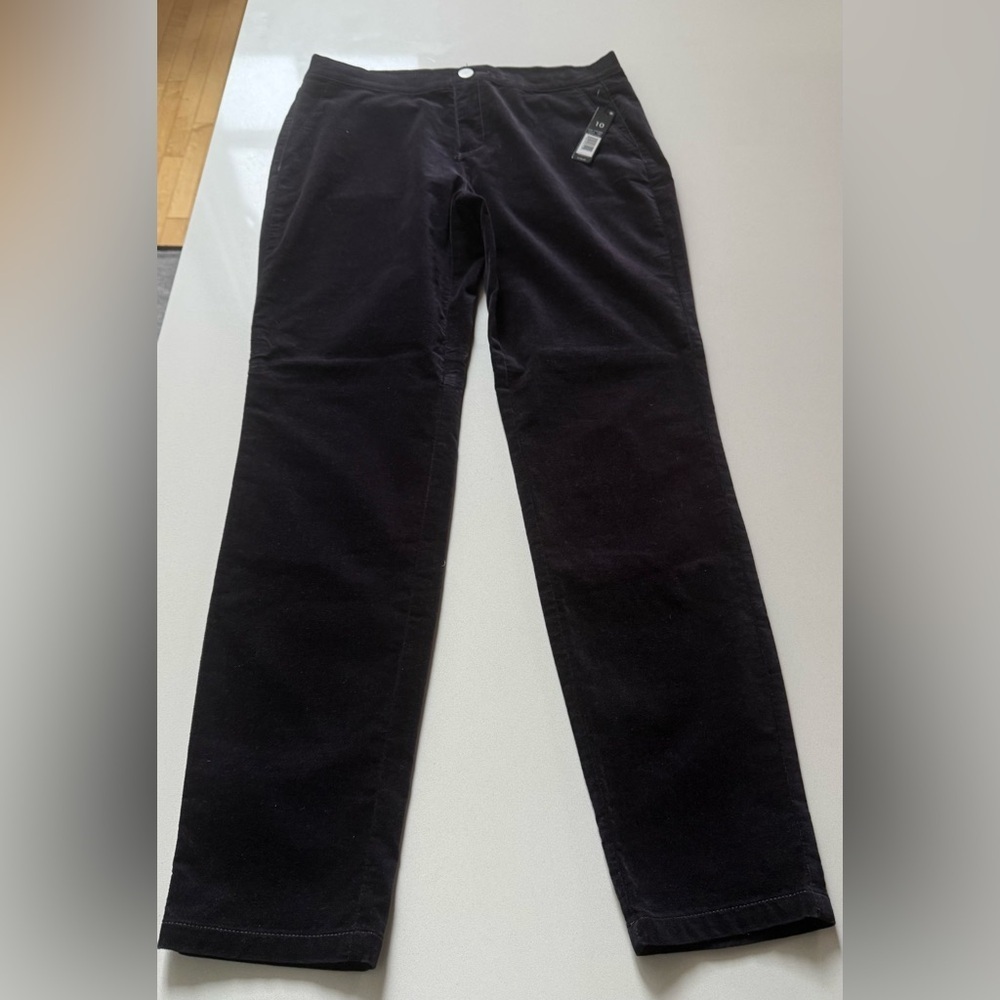 NIC+ZOE 🆕 Women's Black Velvet Trousers, MidRise, Stretch, Night Shade, Size 10